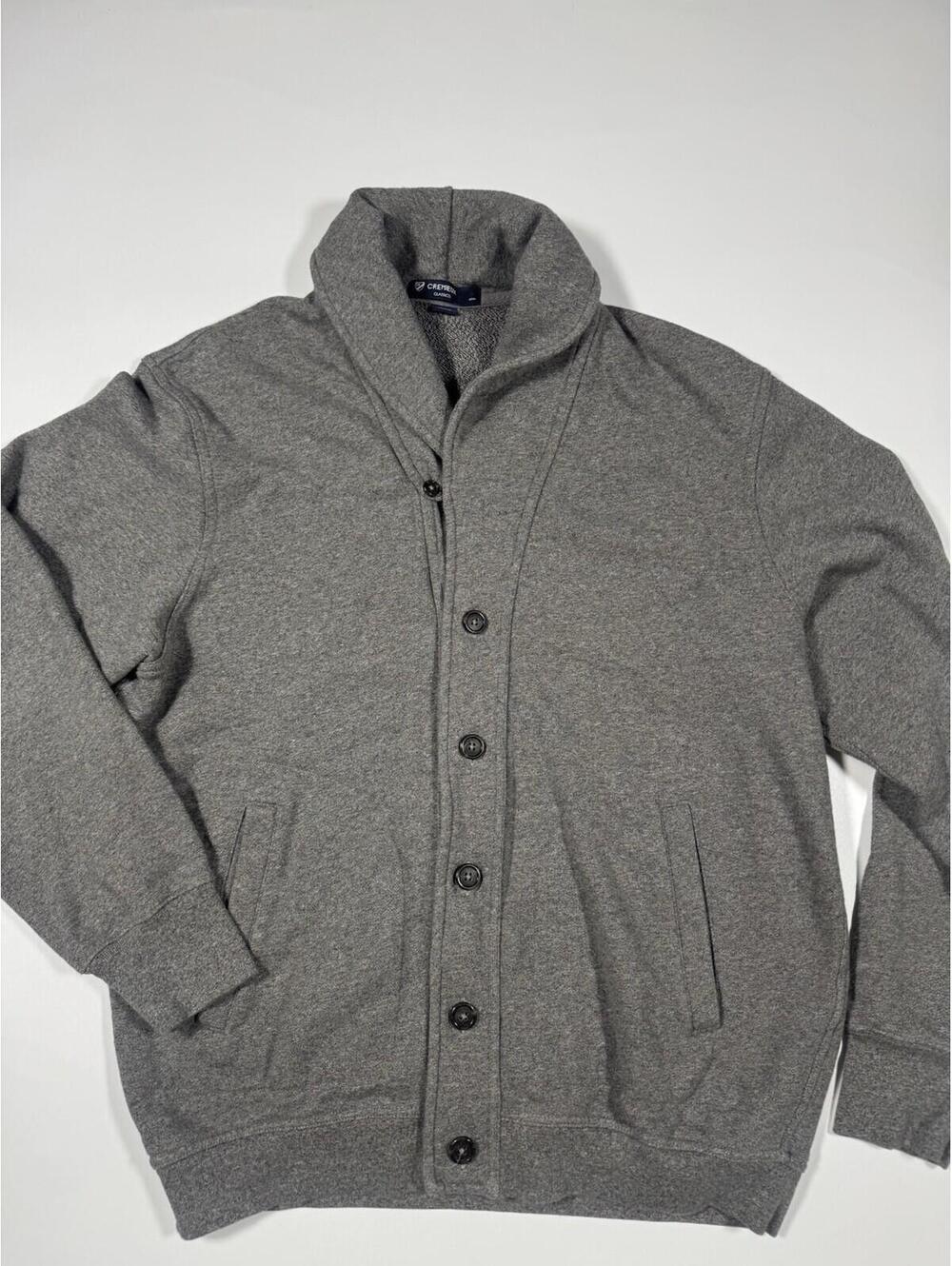 Cremieux Shawl Collar Cardigan Sweater Gray Button Front Mens L
